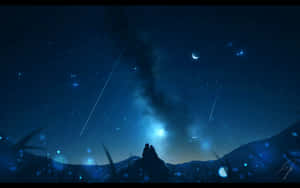 Falling Star Anime Night Scenery Wallpaper