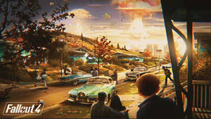 Fallout 4 4k People Witnessing Chaos Wallpaper