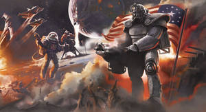 Fallout 4 Brotherhood Of Steel On The Moon Wallpaper