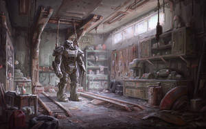 Fallout 4 Garage Chained Power Armor Wallpaper