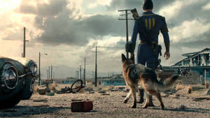Fallout 4 Sole Survivor With Dogmeat Wallpaper