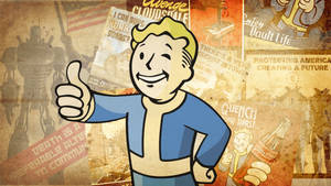 Fallout 4 Vault Boy On Vintage Posters Wallpaper