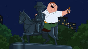 Family Guy Peter On Horse Statue Wallpaper