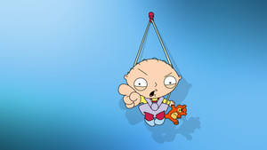Family Guy Stewie Hanging In Blue Wallpaper