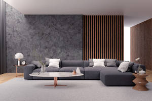 Fancy Living Room With Nice Set Of Couches Wallpaper