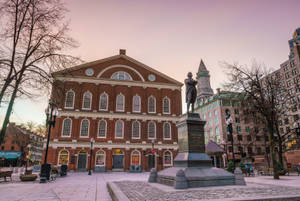 Faneuil Hall Pink Dusk Sky Wallpaper