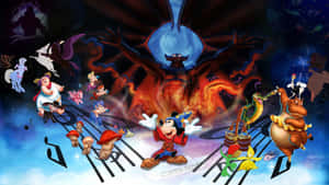 Fantasia Mickeyand Animated Characters Wallpaper