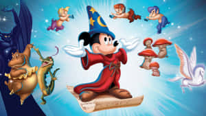 Fantasia Mickeyand Magical Characters Wallpaper