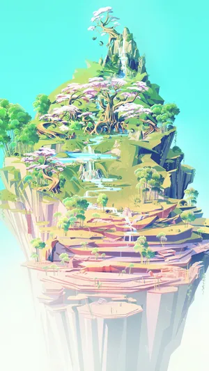 Fantastical_ Floating_ Island_ Illustration Wallpaper