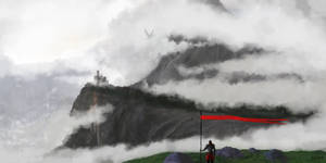 Fantasy Art Black Mountain Fog Wallpaper