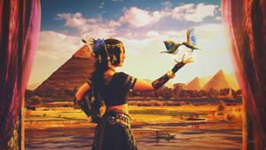 Fantasy Art Pyramid Woman Wallpaper