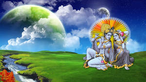 Fantasy Art Radha And Krishna Desktop Wallpaper