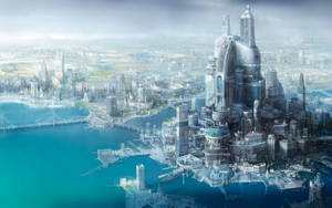 Fantasy Art Science Fiction Mega City Wallpaper