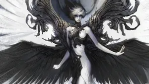 Fantasy Black Angel Wings Wallpaper