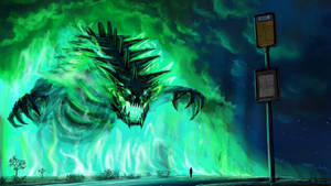 Fantasy Green Fire Creature Wallpaper