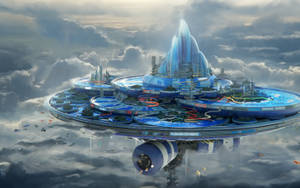 Fantasy Island In Futuristic Style Wallpaper