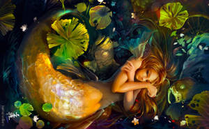 Fantasy Pond Mermaid Wallpaper