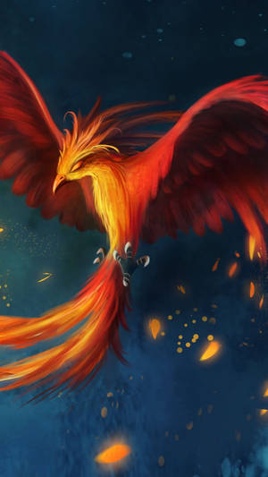 Fantasy Red Orange Phoenix Wallpaper