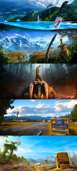 Far Cry Five Scenery Collage Wallpaper