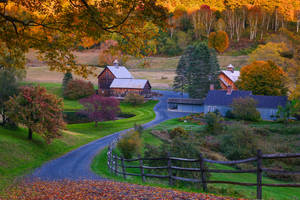 Farm Desktop Houses Wallpaper