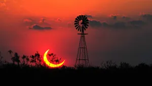 Farm Windmill Under Evening Sky Wallpaper