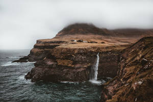 Faroe Islands Mulafossur Waterfalls Wallpaper