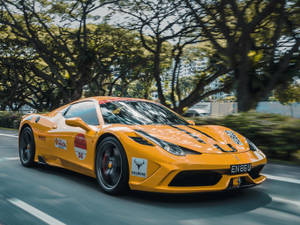 Fast Yellow Ferrari Car Wallpaper