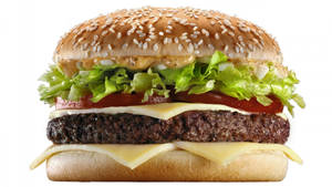 Fatty Cheeseburger With White Background Wallpaper