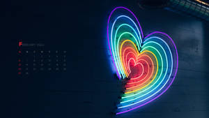 February 2022 Dark Neon Heart Wallpaper