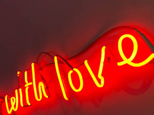 February Neon Lights With Love Wallpaper