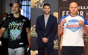 Fedor Emelianenko With Josh Thomson And Junior Dos Santos Wallpaper