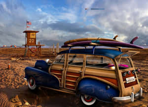 Feel The Salty Sea And Freedom While Riding The Waves Of Vintage Surf. Wallpaper