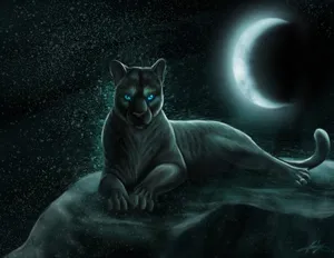Feline Monochrome Fantasy Art Wallpaper