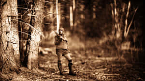 Female Hunting Desktop Sepia Wallpaper