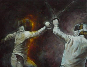 Fencing Sport Painting Wallpaper