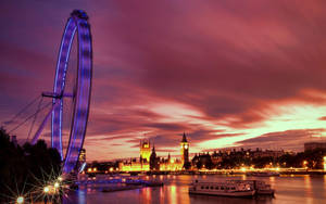 Ferris Wheel Timelapse On River Thames Wallpaper