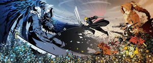 Ff7 Protagonists Versus Sephiroth Wallpaper