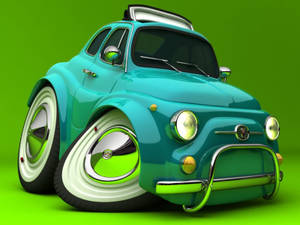 Fiat 500 Car Aqua Green Wallpaper