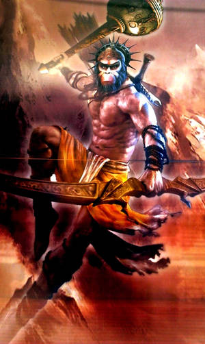 Fierce Hindu God Hanuman Phone Wallpaper