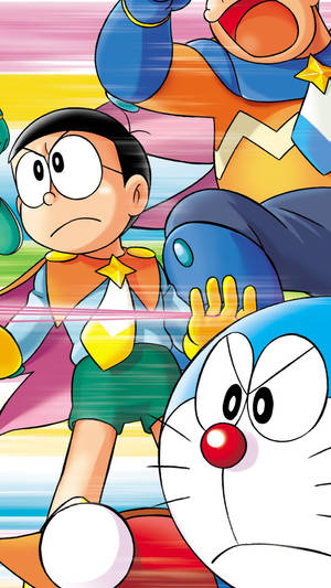 Fierce Nobita And Doraemon Iphone Wallpaper