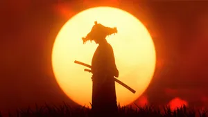 Fierce Samurai Warrior In Action Wallpaper