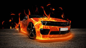 Fiery Beast - A Cool 3d Car On Fire Wallpaper