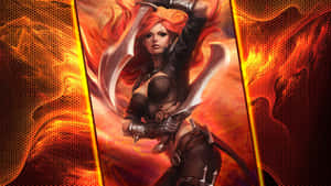 Fiery Blade Warrior Artwork Wallpaper