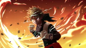 Fiery Deku Full Cowl Wallpaper