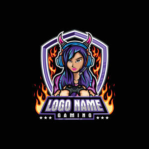 Fiery Girl Gamer Logo Wallpaper