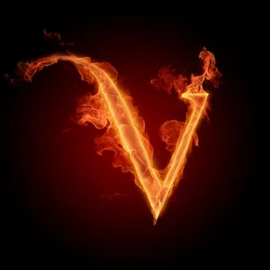 Fiery Letter V Wallpaper