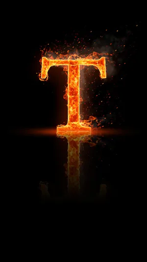 the letter t on fire