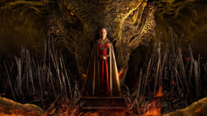 Fiery Triumph - A Dragon Unleashes Inferno Wallpaper