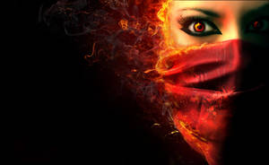 Fiery Woman With Red Cadar Wallpaper