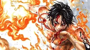 Fiery Wounded Ace One Piece Wallpaper